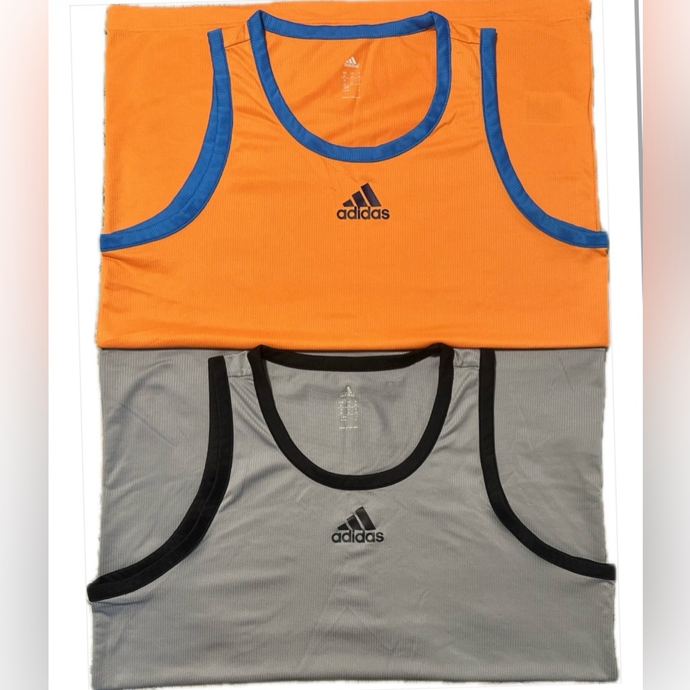 Adidas Orange and Gray Tank Top Duo